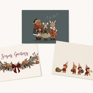 Christmas Card Pack Set of 3, 6 or 10 Holiday Cards, Blank Inside, With Kraft Envelopes image 1