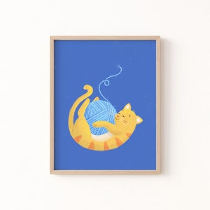 Purr...fect day Art Print, cute wall art, cat illustration image 1