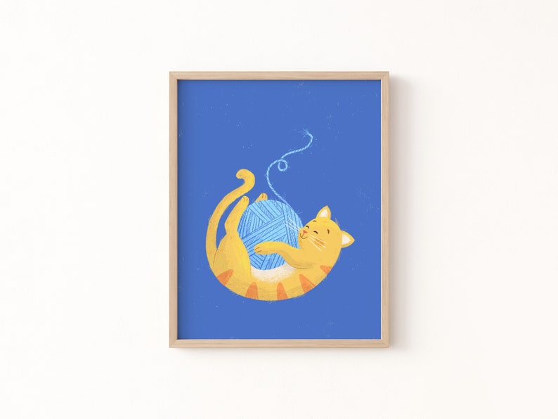 Purr...fect day Art Print, cute wall art, cat illustration image 1