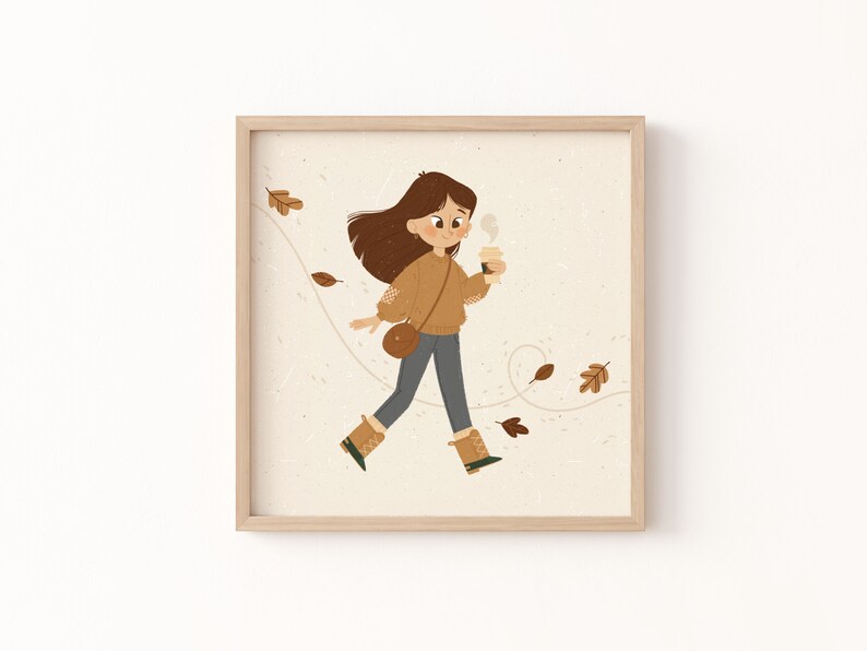 Pumpkin Spice Art Print Autumnal Wall Art Cute Fall Illustration image 1