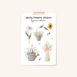 Spring Flowers Sticker Sheet | Cottagecore Stickers, Cute Stickers, Planner Stickers, Bullet Journal Stickers