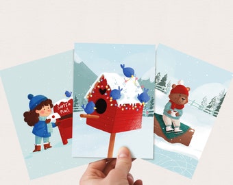 Christmas Card Pack | Set of 3, 6 or 10 Holiday Cards, Blank Inside, With White Envelopes