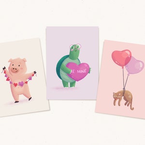 Valentines's Day Postcard Set, animal friends cards