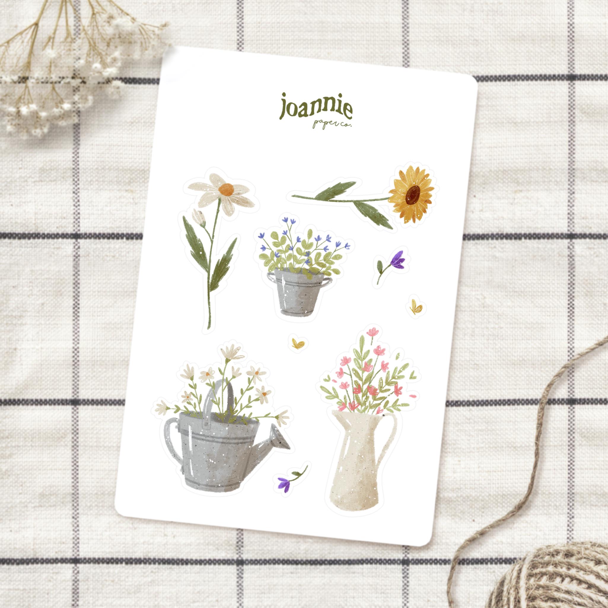 Spring Flowers Sticker Sheet, Cottagecore Planner Stickers - Etsy
