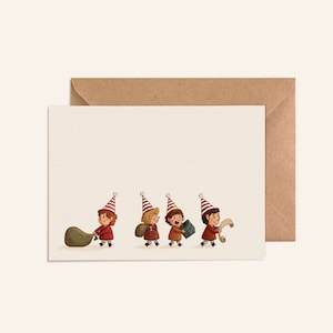 Elfs Card Christmas Card Set, Blank Holidays Cards, Bulk Holiday Cards, With Kraft Envelopes image 1