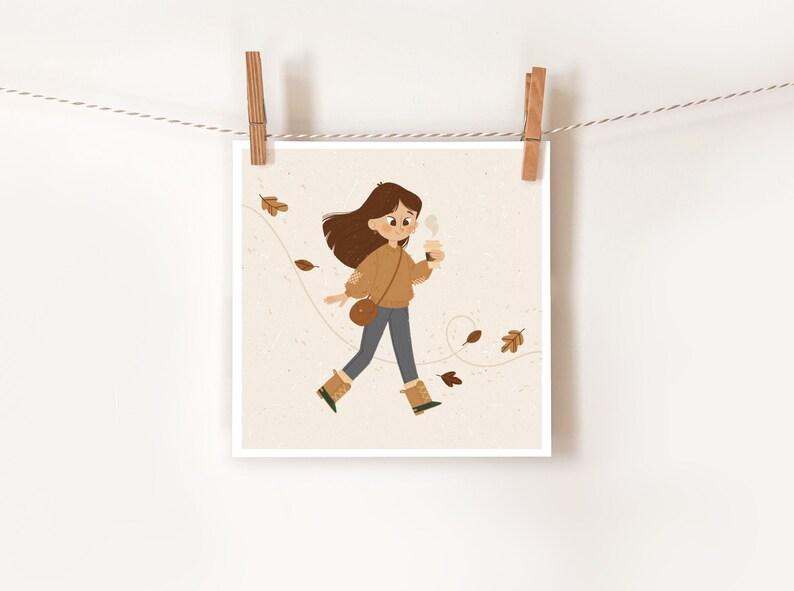 Pumpkin Spice Art Print Autumnal Wall Art Cute Fall Illustration image 3