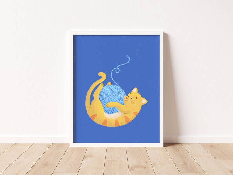 Purr...fect day Art Print, cute wall art, cat illustration image 2