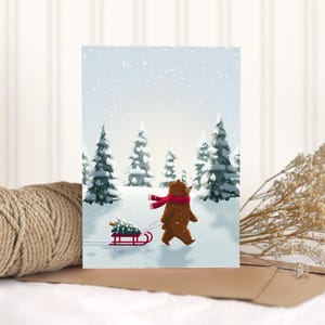 Karta Joyfull Bear, Kartki świąteczne, Puste karty świąteczne, Hurtowe karty świąteczne, Z kopertą