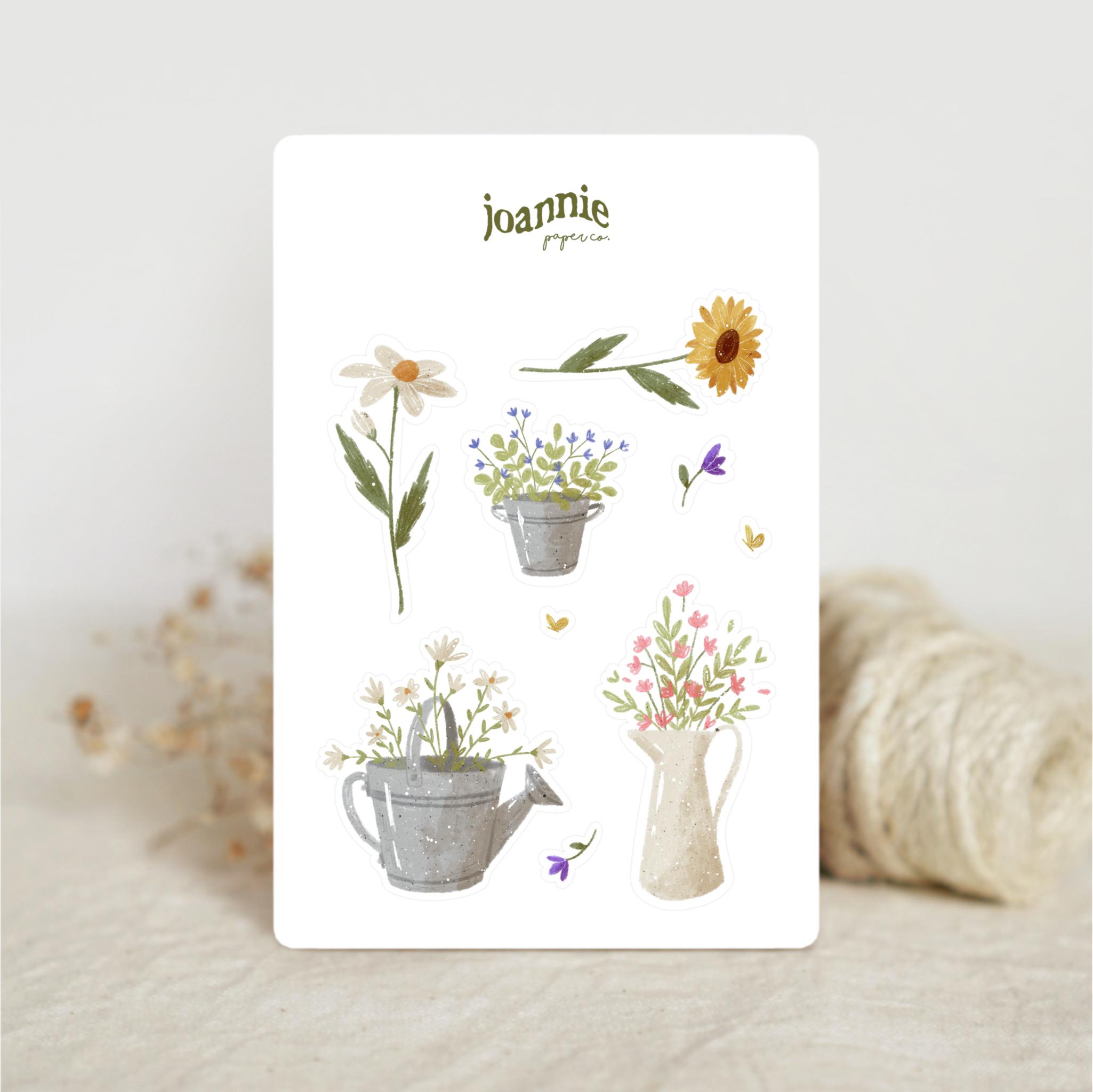 Spring Flowers Sticker Sheet, Cottagecore Planner Stickers - Etsy