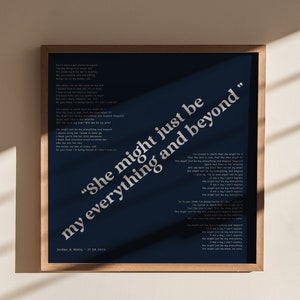 Personalised Song Lyrics Music Gift - Metallic Foil Wall Art - Any Song Artist, First Dance, 1st Anniversary Gift - Valentines Day Gift