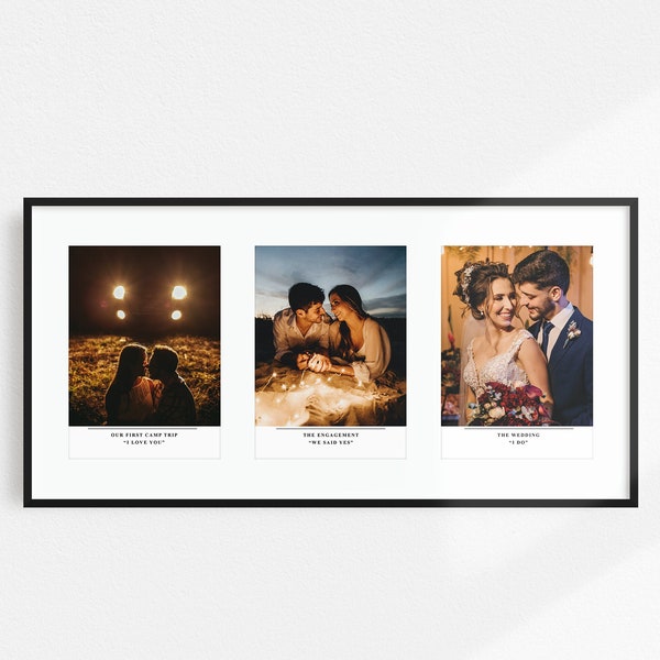 Personalised Multi Aperture Photo Print Framed | Personalised Gift, Anniversary Gift, Photo Gift, Customised Photo Gift, Three Photos Frame