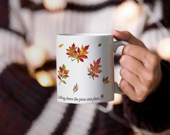 Personalised Mug for her, Personalised Mother's Day Present Gift For Mom, Autumn Leaf Print, Swifty Gift, Coffee Mug Gift, Personalised Mug