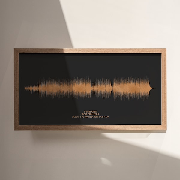 Custom Metallic Sound Wave Art- Personalised Wall Art - Favourite Song Print - Music Lovers Gift - Gift For Her