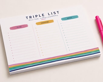 A4 Triple To Do List Pad | Daily Planner | To-Do List Desk Pad Planner | WFH Planner | back to school gift | University gift