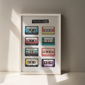 Download digitale - Cassette Mix Tape Art - Stampa artistica da parete personalizzata per gli amanti della musica degli anni '90 - Regalo unico per lui - Idea per la festa del papà