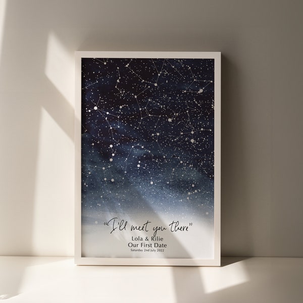 Star Map Personalised - Custom Galaxy Star Map - Anniversary Gift - Valentines Gift - New Born - Christmas Gift