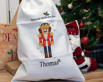 Personalised Santa Sack | Christmas Sack | First Christmas Gift |  Christmas Nutcracker | Personalised Toy Sack