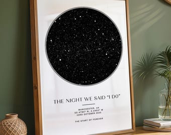 Personalised Star Map Print – Custom Night Sky Poster | Anniversary or Wedding Gift | Choose Your Design