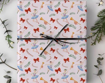 Nutcracker Ballerina Christmas Wrapping Paper – Recyclable Gift Wrap Sheet or Roll
