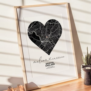 Personalised Anniversary Gift Print | Map Gift | Personalised gift |  Heart Map Print | Couple&#39;s Engagement Gift | Valentine&#39;s Day Gift