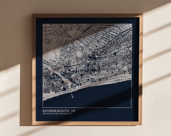 Custom Metallic Foil Map Print: Personalised Location Art