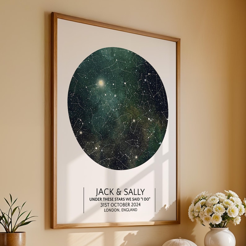 Personalised Star Map Print – Custom Night Sky Chart for Couples | Wedding & Anniversary Gift image 2