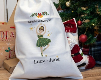 Personalised Santa Sack | Christmas Sack | First Christmas Gift |  Christmas Nutcracker Dancer | Personalised Toy Sack