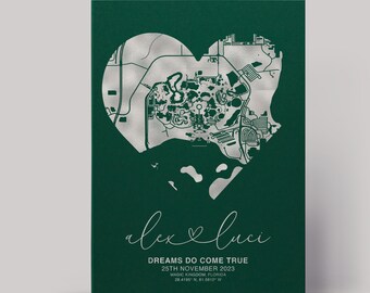 Foil Heart Map Print: Personalised Anniversary Gift