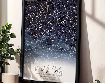Star Map Personalised - Custom Galaxy Star Map - Anniversary Gift - Valentines Gift - New Born - Christmas Gift - Valentines Day Gift
