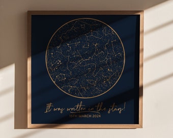 Personalised Metallic Foil Star Map Print: Celestial Night Sky Gift
