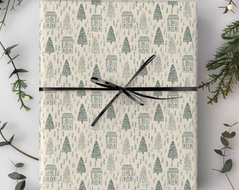 Scandi Village Christmas Wrapping Paper – Recyclable Gift Wrap Sheet or Roll