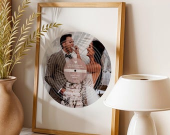 Personalised Music Print – Custom Text Record Art, First Dance Song Gift, Wedding or Anniversary Gift for Couples, Paper Anniversary Present