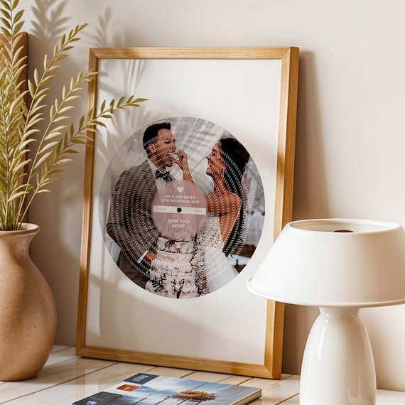 Personalised Music Print – Custom Text Record Art, First Dance Song Gift, Wedding or Anniversary Gift for Couples, Paper Anniversary Present