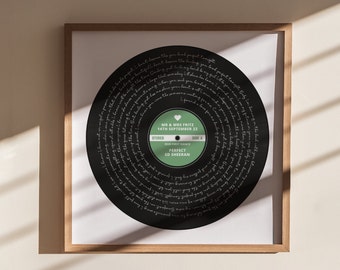 Personalised Song Lyrics Vinyl Record Print - First Dance Anniversary Gift