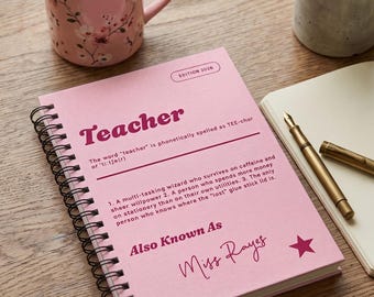 Personalised Teacher Notebook, Going Away Gift For Coworker, Teacher Present With Custom Name