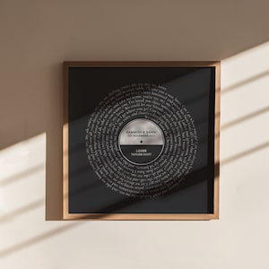 Vinyl Record Wall Decor Art Print Anniversary Gift. Wedding Gift for Couples.