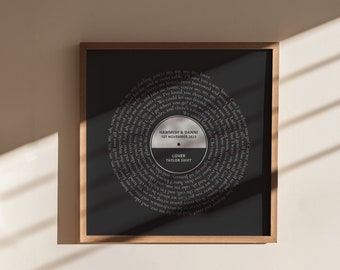 Vinyl Record Art Print, favoriete liedje gepersonaliseerde metallic folie kunst, vinyl print, gepersonaliseerd record cadeau