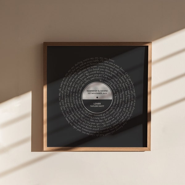 Vinyl Record Art Print, Favourite Song Personalised Metallic Foil Art, Vinyl Print, Personalised Record Gift