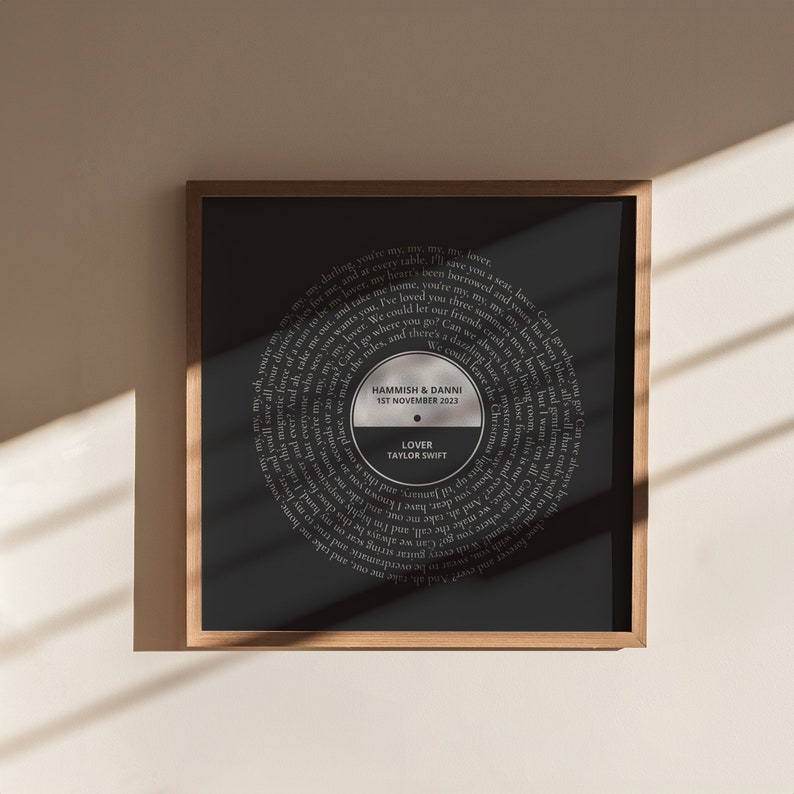 Vinyl Record Wall Decor Art Print Anniversary Gift. Wedding Gift for Couples.