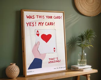 Ace of Hearts Playing Card Art Print Modern Illustration Wall Decor
