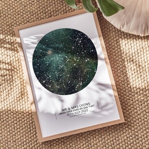 Unique Custom Star Map Personalised Star Map, Galaxy Star Map, Wedding Gift, Anniversary Gift, Couple Gift image 1