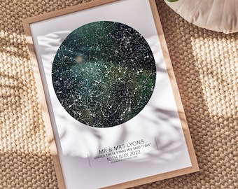 Unique Custom Star Map | Personalised Star Map, Galaxy Star Map, Wedding Gift, Anniversary Gift, Couple Gift