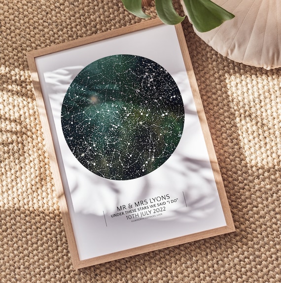 Personalised Star Map Print – Custom Night Sky Chart for Couples | Wedding & Anniversary Gift