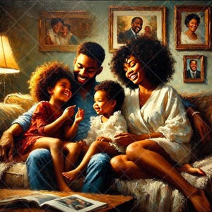 Black Family Wall Art Bundle | Black Digital Art | Black Modern Wall Art