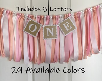 1st Birthday Banner Party Garland Nursery Garland Nursery Ribbon Garland High Chair Banner Ribbon High Chair Garland High Chair Skirt