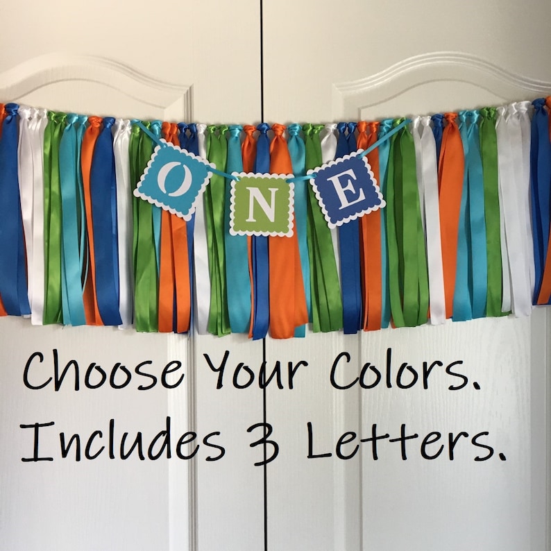 1st Birthday Banner Party Garland Nursery Garland Nursery Ribbon Garland High Chair Banner Ribbon High Chair Garland High Chair Skirt