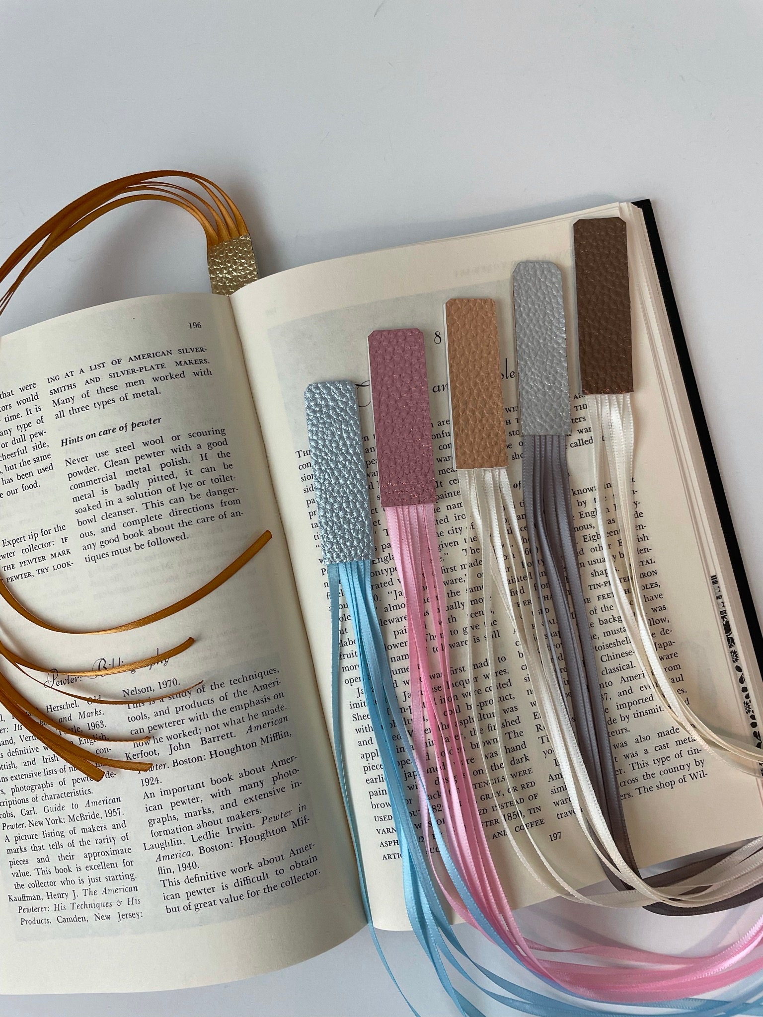 Ribbon Multi Page Bookmark Faux Leather Bookmark Bible Etsy
