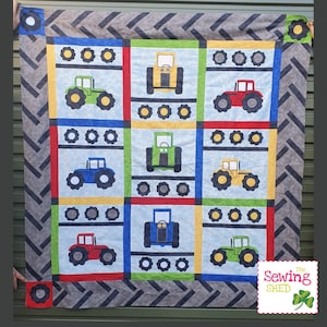 Quiltpatroon tractorappliqué: ontwerp boerderijvoertuig (digitale pdf-download)