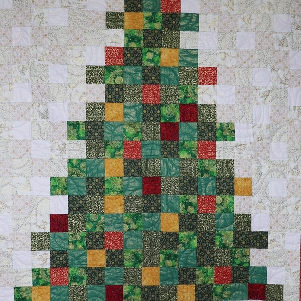 Patchwork Christmas Tree Quilt Pattern, digital download . PDF instant download to start making straight away.