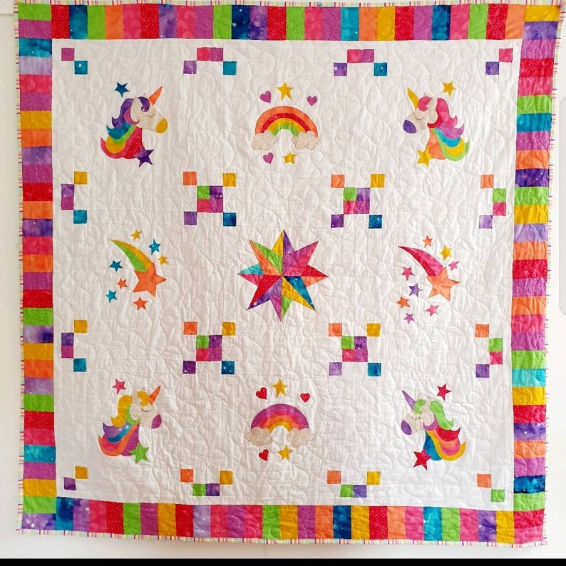 Unicorn Quilt PDF Pattern. Rainbow Coloured Quilt for All Etsy